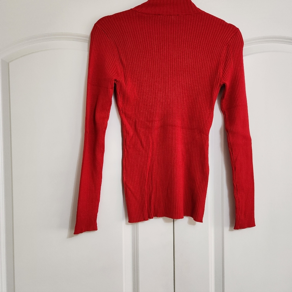 INC International Concepts Women's Mock Neck Drip Sequin Sweater Red Size XS - Picture 6 of 8